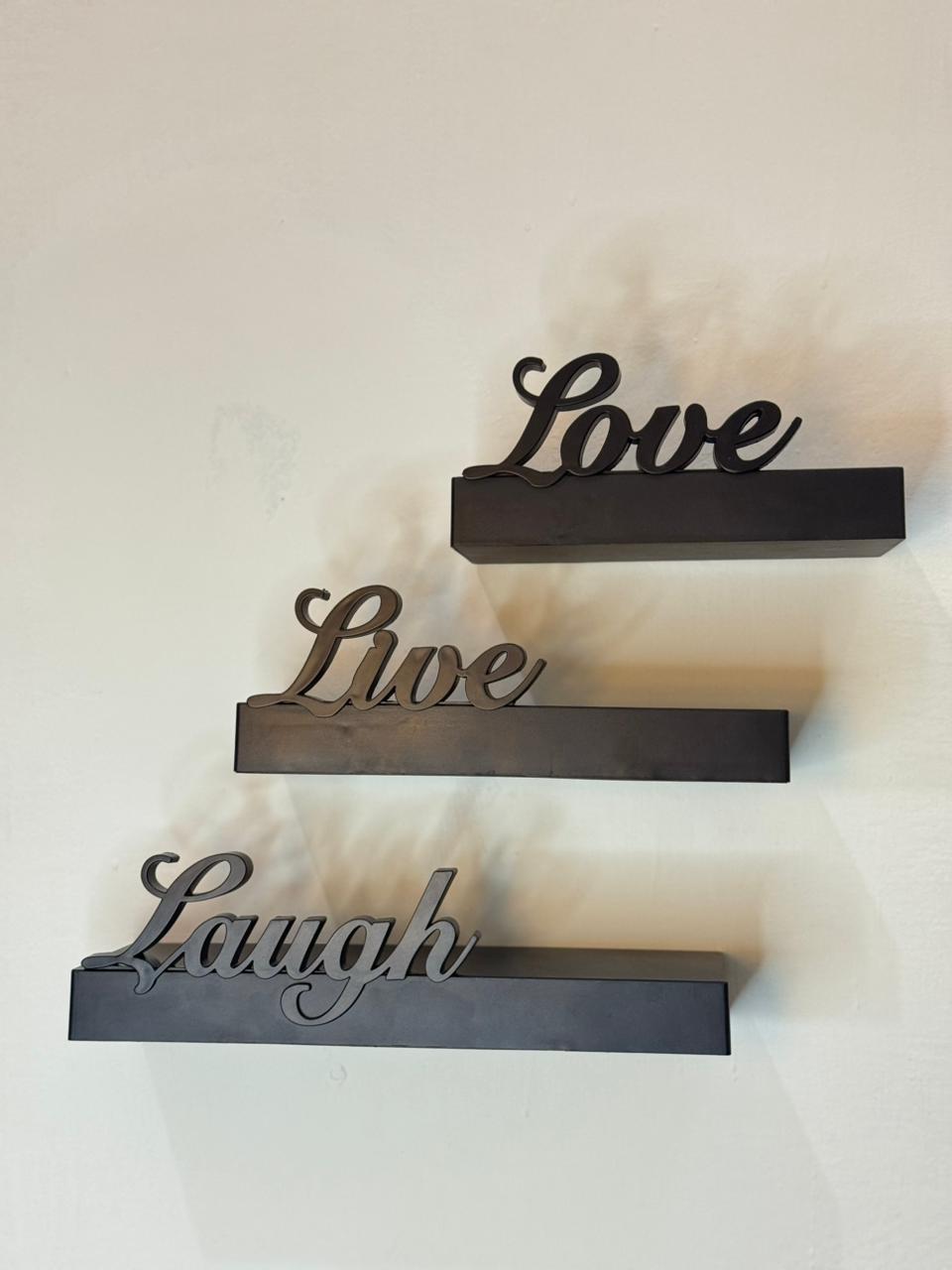 FLOATING SHELVES WALL MOUNT| LOVE,LIVE,LAUGH | SETS OF 3