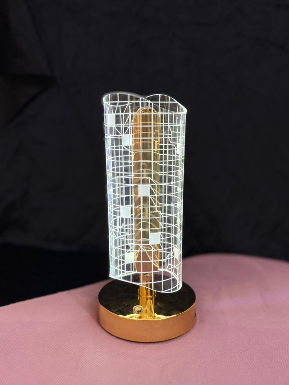 Decorative lamp with geometric design on a black background