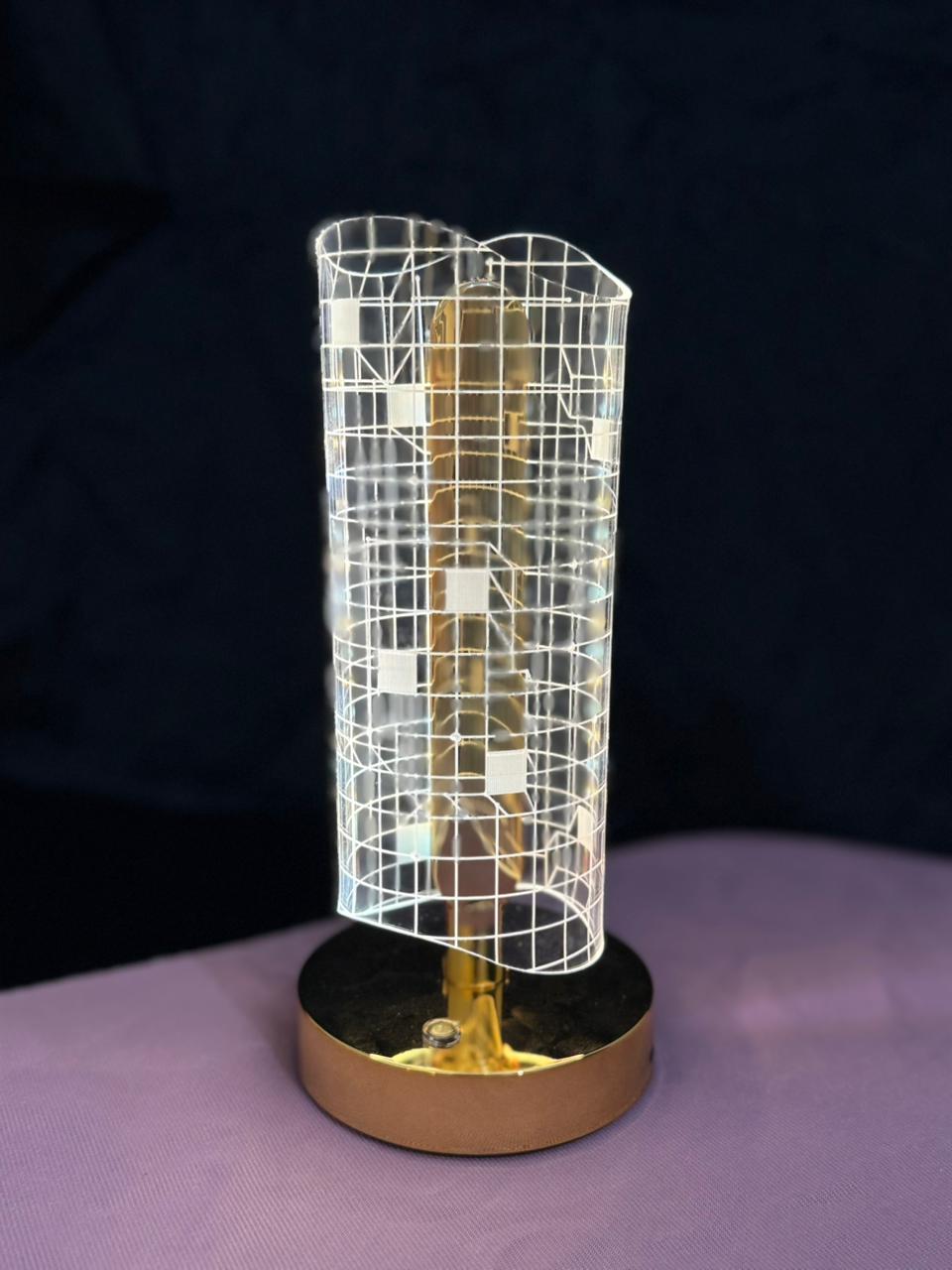 GEOMETRY DESIGN CRYSTAL SIDE TABLE LAMP | CHARGEABLE-3 LIGHT MODES