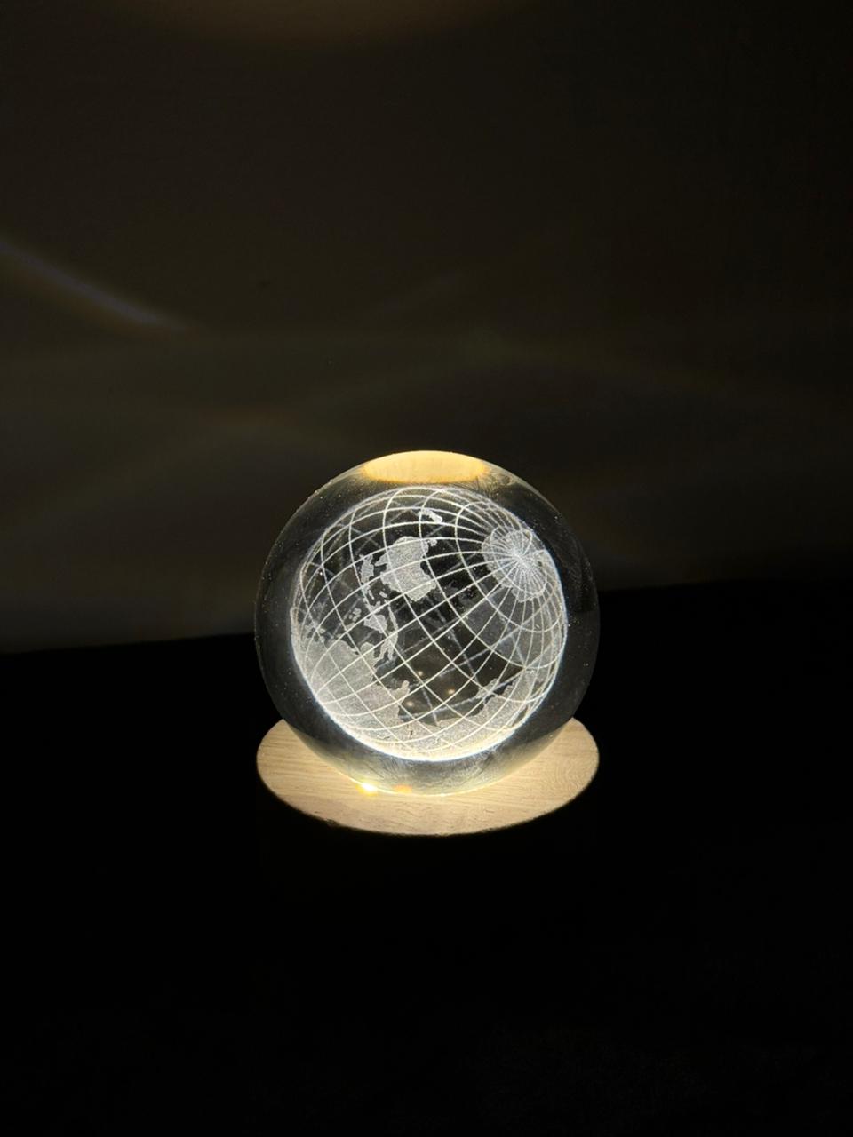 3D JELLYFISH CRYSTAL BALL LAMP | NIGHT LIGHT WITH WOODEN BASE