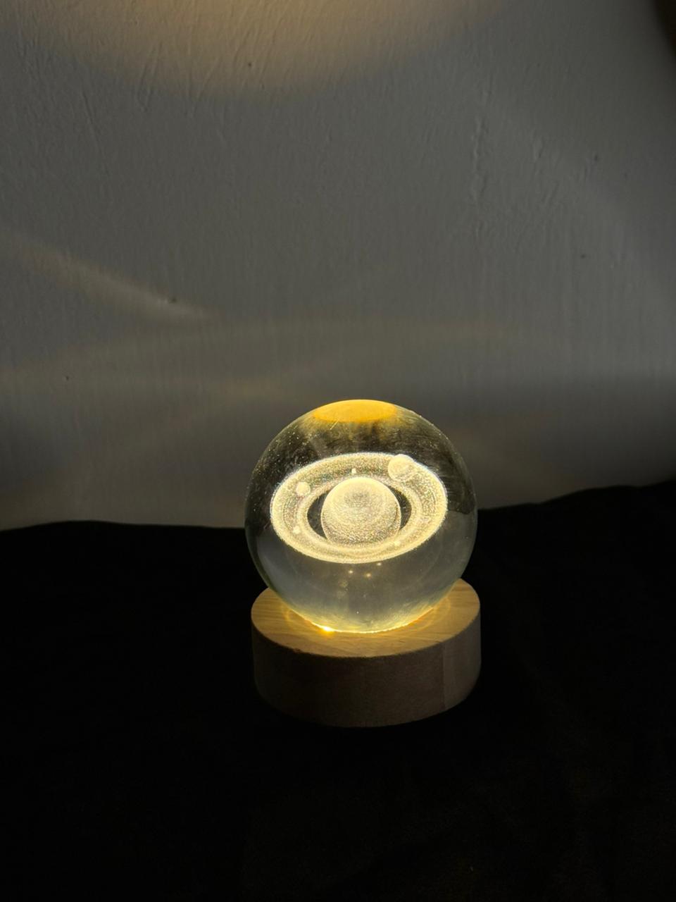 3D JELLYFISH CRYSTAL BALL LAMP | NIGHT LIGHT WITH WOODEN BASE