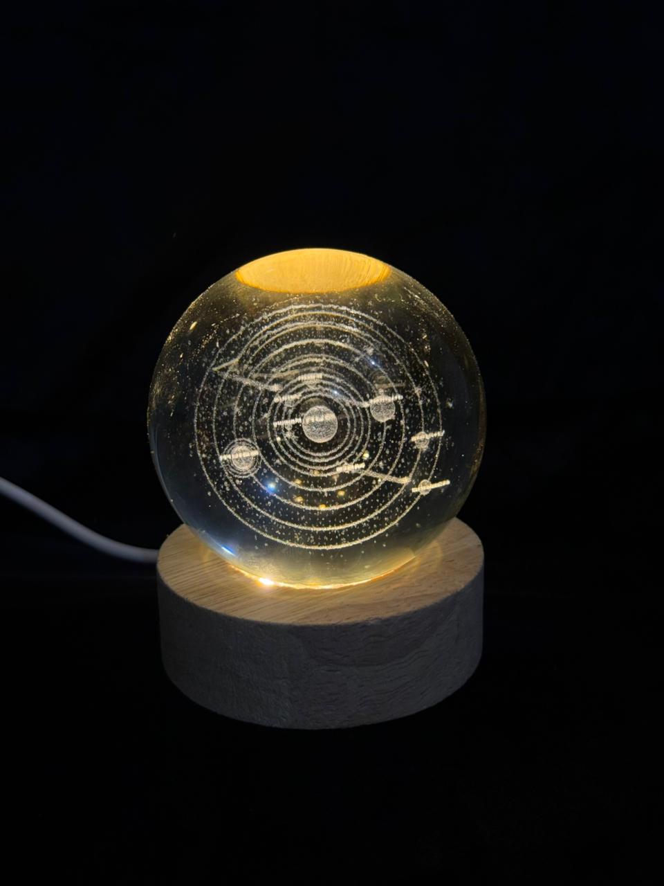 3D JELLYFISH CRYSTAL BALL LAMP | NIGHT LIGHT WITH WOODEN BASE