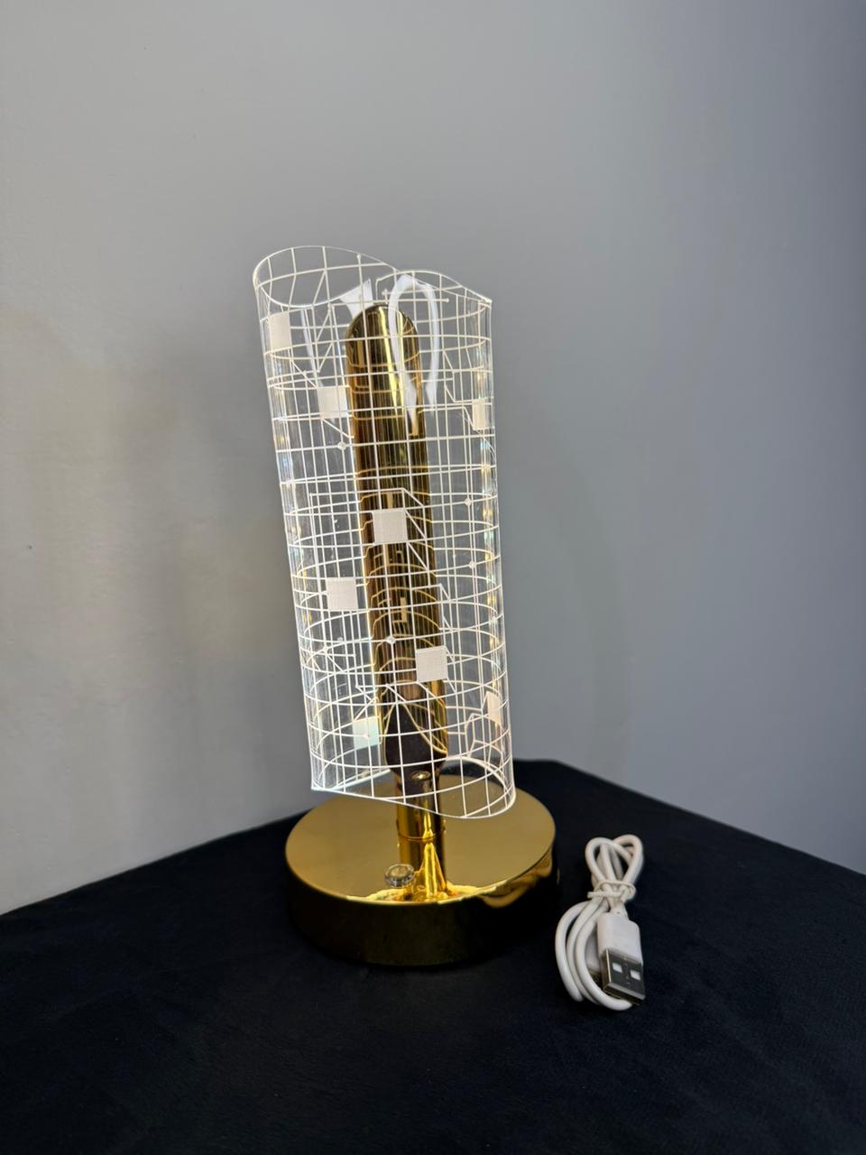 GEOMETRY DESIGN CRYSTAL SIDE TABLE LAMP | CHARGEABLE-3 LIGHT MODES