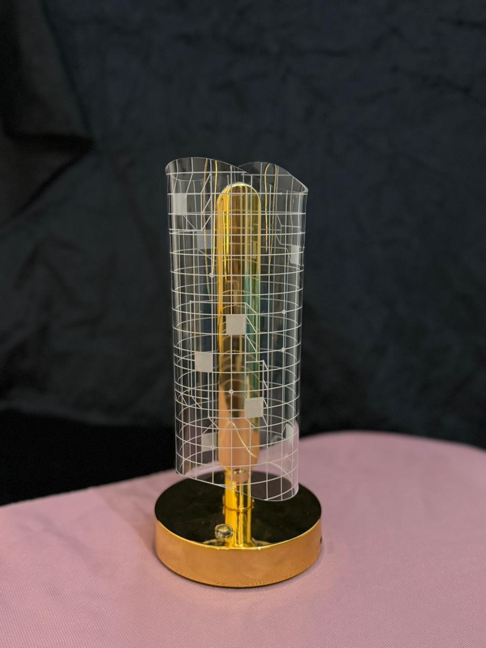 GEOMETRY DESIGN CRYSTAL SIDE TABLE LAMP | CHARGEABLE-3 LIGHT MODES