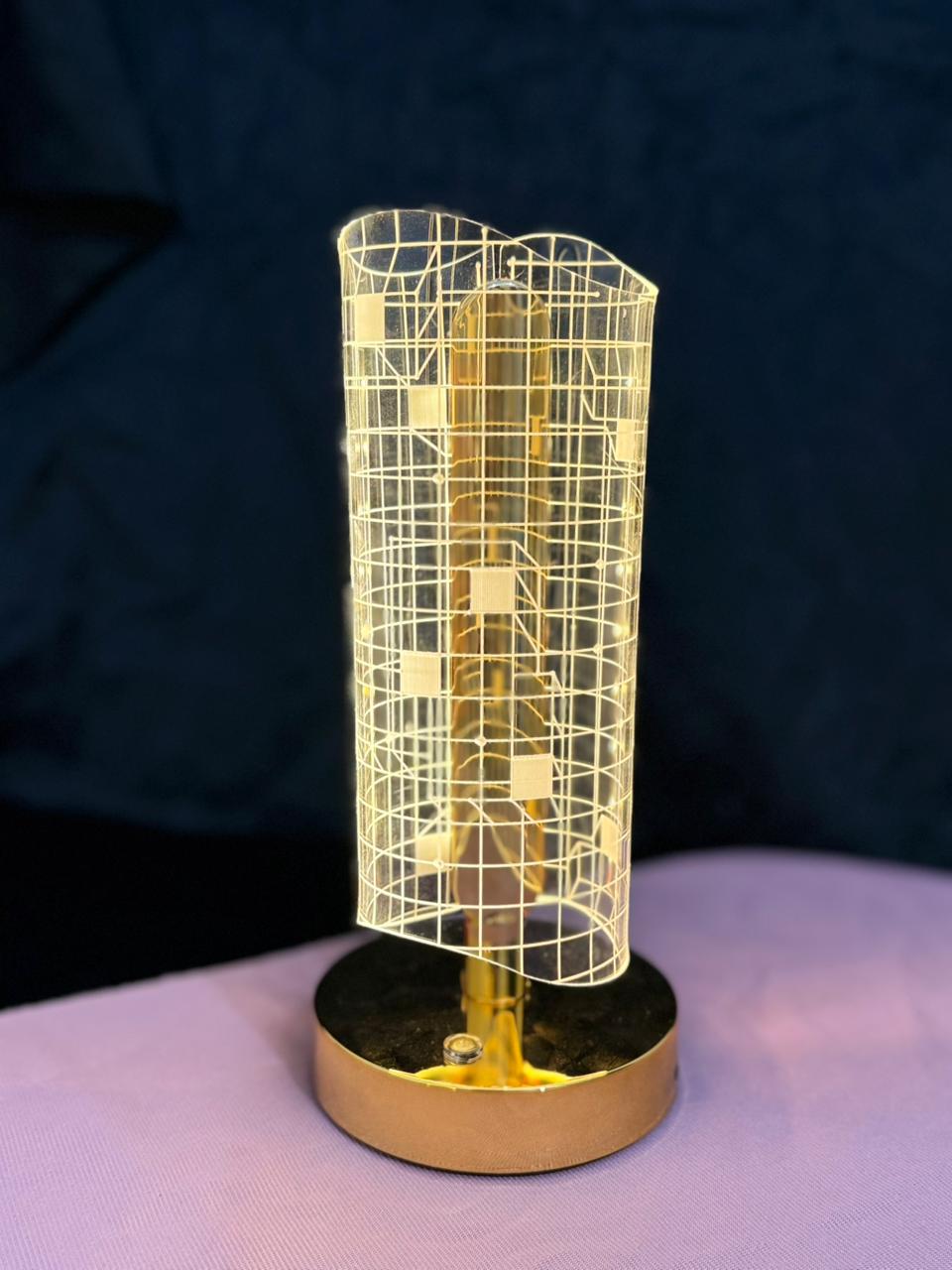 GEOMETRY DESIGN CRYSTAL SIDE TABLE LAMP | CHARGEABLE-3 LIGHT MODES